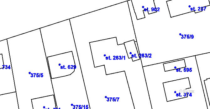 Parcela st. 263 v KÚ Třebotov, Katastrální mapa