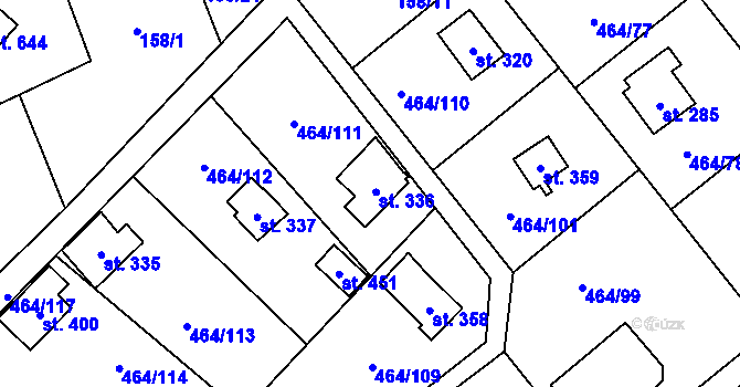 Parcela st. 336 v KÚ Třebotov, Katastrální mapa