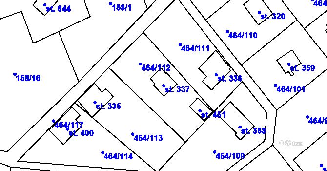 Parcela st. 337 v KÚ Třebotov, Katastrální mapa