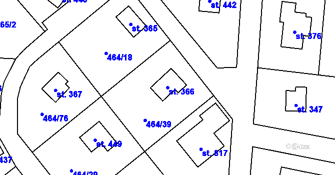 Parcela st. 366 v KÚ Třebotov, Katastrální mapa