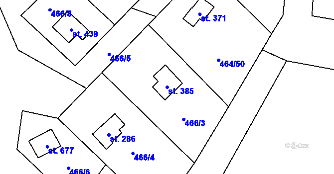 Parcela st. 385 v KÚ Třebotov, Katastrální mapa