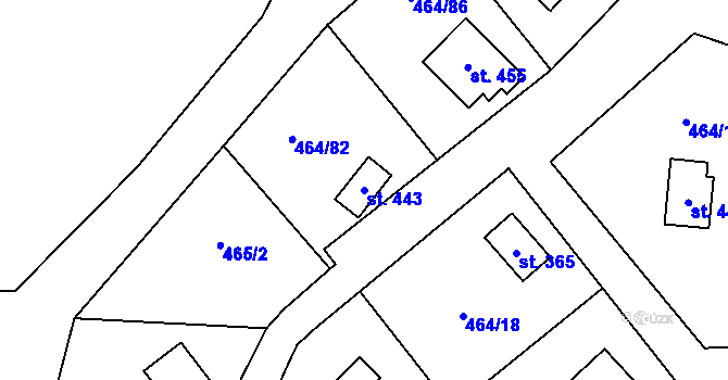 Parcela st. 443 v KÚ Třebotov, Katastrální mapa