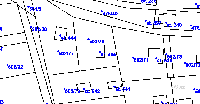 Parcela st. 445 v KÚ Třebotov, Katastrální mapa