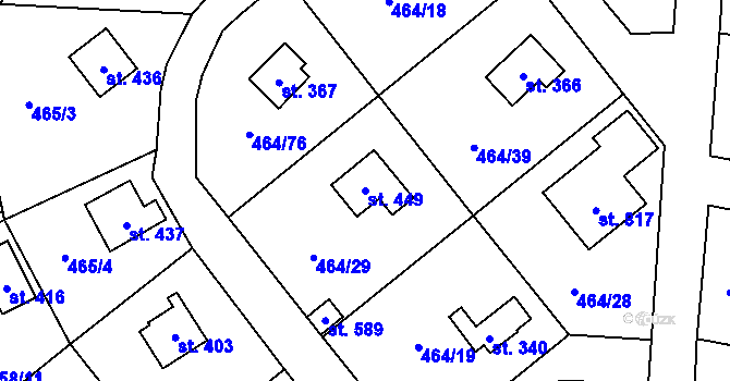 Parcela st. 449 v KÚ Třebotov, Katastrální mapa