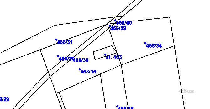 Parcela st. 463 v KÚ Třebotov, Katastrální mapa