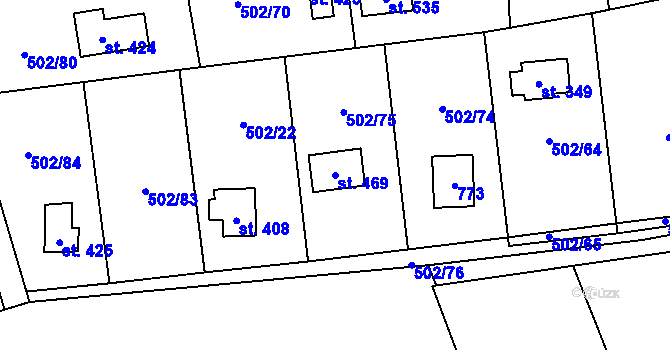 Parcela st. 469 v KÚ Třebotov, Katastrální mapa