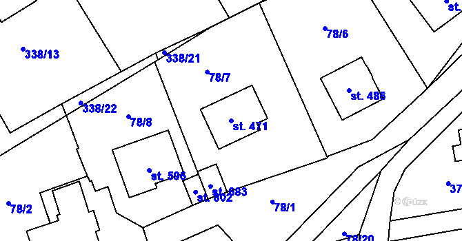 Parcela st. 471 v KÚ Třebotov, Katastrální mapa