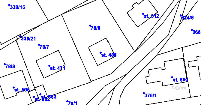 Parcela st. 486 v KÚ Třebotov, Katastrální mapa