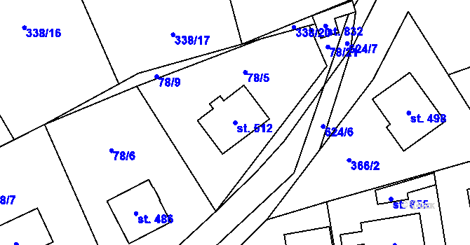 Parcela st. 512 v KÚ Třebotov, Katastrální mapa