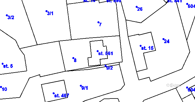 Parcela st. 561 v KÚ Třebotov, Katastrální mapa