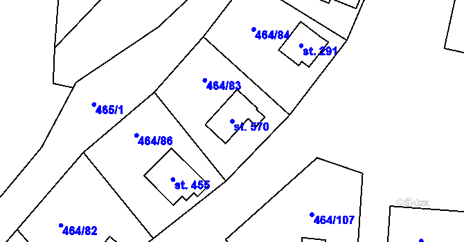 Parcela st. 570 v KÚ Třebotov, Katastrální mapa