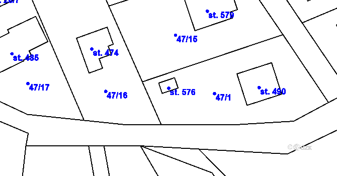 Parcela st. 576 v KÚ Třebotov, Katastrální mapa