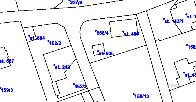Parcela st. 605 v KÚ Třebotov, Katastrální mapa