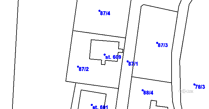 Parcela st. 609 v KÚ Třebotov, Katastrální mapa