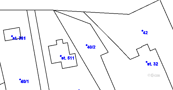 Parcela st. 40/2 v KÚ Třebotov, Katastrální mapa