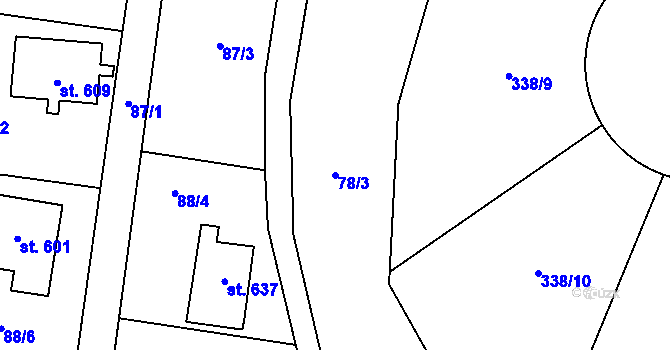 Parcela st. 78/3 v KÚ Třebotov, Katastrální mapa