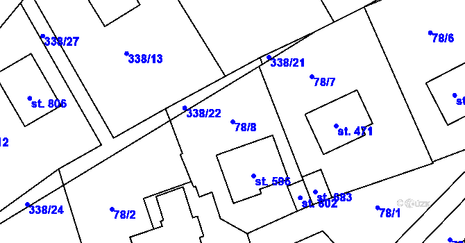 Parcela st. 78/8 v KÚ Třebotov, Katastrální mapa