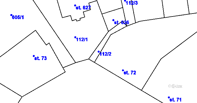 Parcela st. 112/2 v KÚ Třebotov, Katastrální mapa