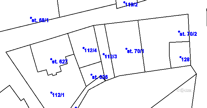 Parcela st. 112/3 v KÚ Třebotov, Katastrální mapa
