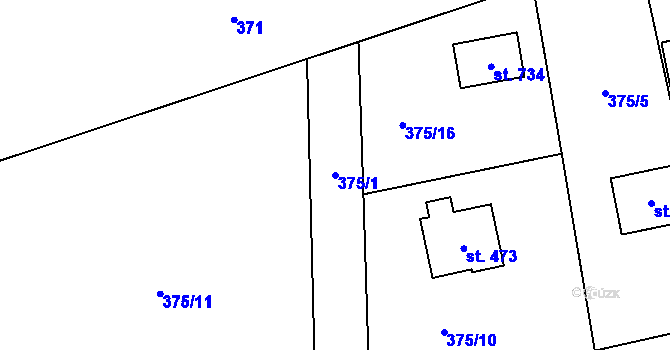 Parcela st. 375/1 v KÚ Třebotov, Katastrální mapa