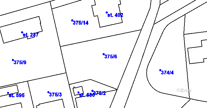 Parcela st. 375/6 v KÚ Třebotov, Katastrální mapa