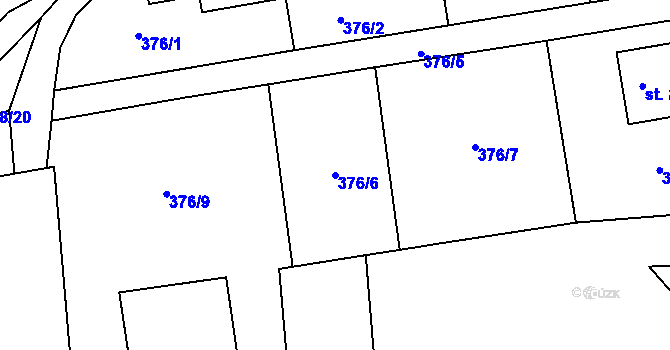Parcela st. 376/6 v KÚ Třebotov, Katastrální mapa