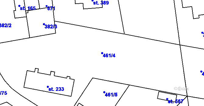 Parcela st. 461/4 v KÚ Třebotov, Katastrální mapa