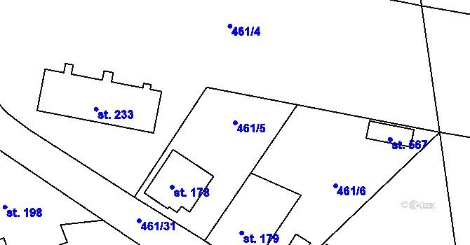 Parcela st. 461/5 v KÚ Třebotov, Katastrální mapa