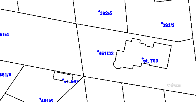 Parcela st. 461/32 v KÚ Třebotov, Katastrální mapa