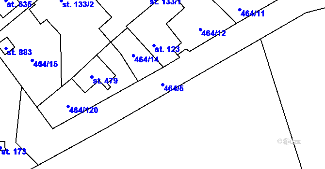 Parcela st. 464/5 v KÚ Třebotov, Katastrální mapa