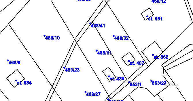 Parcela st. 468/11 v KÚ Třebotov, Katastrální mapa