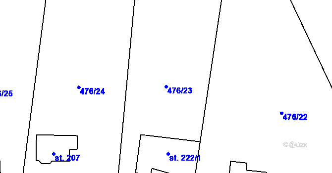 Parcela st. 476/23 v KÚ Třebotov, Katastrální mapa