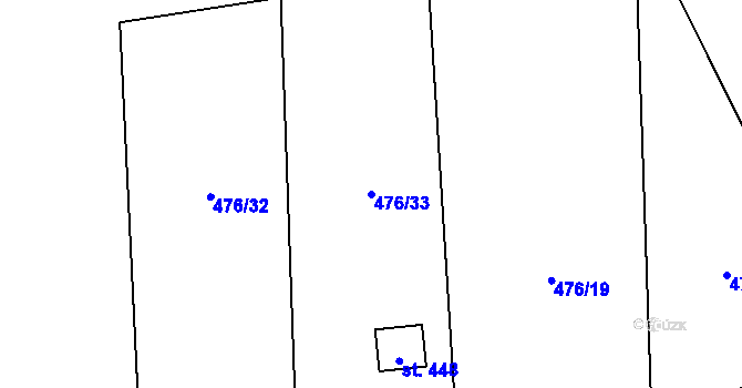Parcela st. 476/33 v KÚ Třebotov, Katastrální mapa