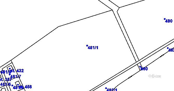 Parcela st. 481/1 v KÚ Třebotov, Katastrální mapa