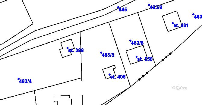 Parcela st. 483/5 v KÚ Třebotov, Katastrální mapa
