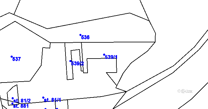 Parcela st. 539/1 v KÚ Třebotov, Katastrální mapa