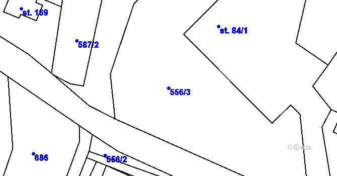 Parcela st. 556/3 v KÚ Třebotov, Katastrální mapa