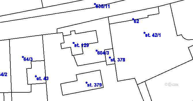 Parcela st. 604/3 v KÚ Třebotov, Katastrální mapa