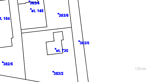 Parcela st. 383/5 v KÚ Třebotov, Katastrální mapa
