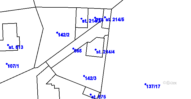 Parcela st. 214/4 v KÚ Třebotov, Katastrální mapa