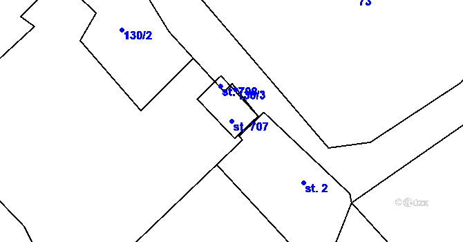 Parcela st. 707 v KÚ Třebotov, Katastrální mapa