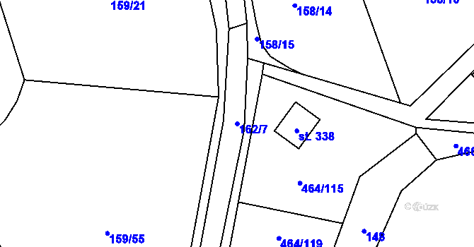 Parcela st. 162/7 v KÚ Třebotov, Katastrální mapa