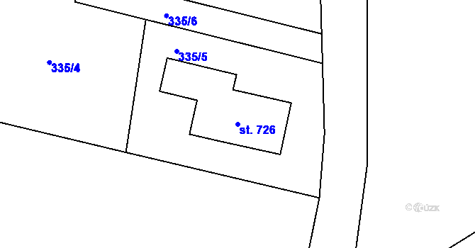Parcela st. 726 v KÚ Třebotov, Katastrální mapa