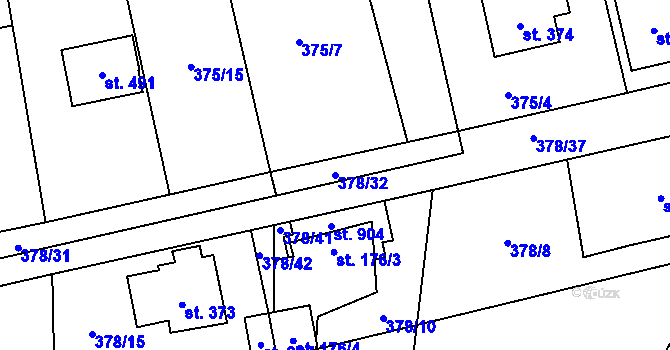 Parcela st. 378/32 v KÚ Třebotov, Katastrální mapa