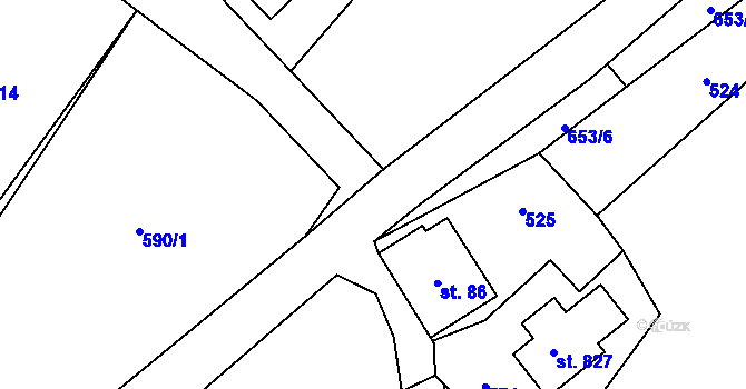 Parcela st. 653/5 v KÚ Třebotov, Katastrální mapa