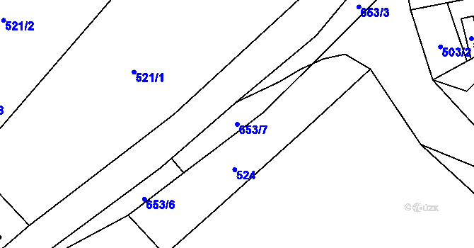 Parcela st. 653/7 v KÚ Třebotov, Katastrální mapa