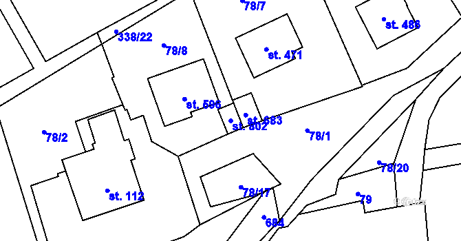 Parcela st. 802 v KÚ Třebotov, Katastrální mapa