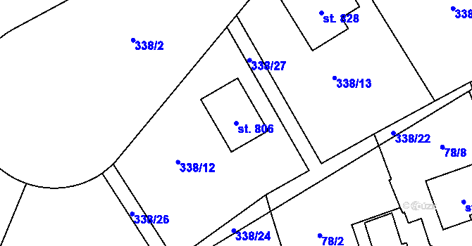 Parcela st. 806 v KÚ Třebotov, Katastrální mapa