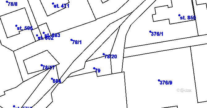 Parcela st. 78/20 v KÚ Třebotov, Katastrální mapa