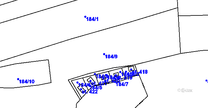Parcela st. 184/9 v KÚ Třebotov, Katastrální mapa